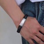 DIVERSE kožený náramek z oceli