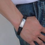 DIVERSE kožený náramek z oceli KOTVA