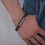 DIVERSE kožený náramek z oceli s kamenem